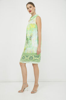 Rechte mouwloze jurk met print van Conquista Groen - EU 38 / UK 10