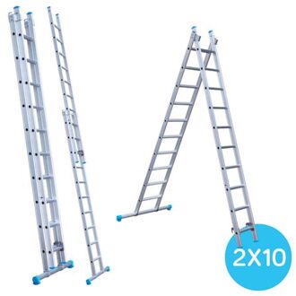 Rechte Reform Ladder - Tweedelige Ladder Met 2x10 Sporten