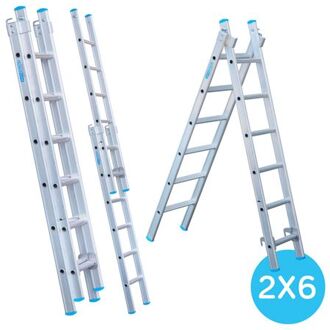 Rechte Reform Ladder - Tweedelige Ladder Met 2x6 Sporten