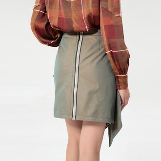 Rechte rok met afneembaar voorpaneel Kaki - XS