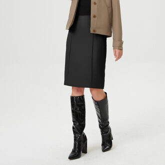 Rechte rok met gestikte plooien Zwart