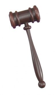 Rechter/Veiling/Voorzitters hamer - verkleed artikel - bruin - plastic - 28 cm