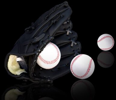 Rechterhand Lederen Batting Handschoenen Kids Baseball Handschoen Apparatuur Heren Softbal Beisbolera Sport Accessoires BJ50ST zwart / 12.5 inches