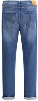 Rechtersneef Jeans met Opgerolde Zoom Blauw