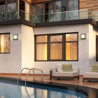 Rechth. buitenwandlamp Aqua Legendo Mini, antr. antraciet, wit