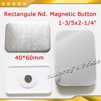 Rechthoek 40x60mm 100 Sets Koelkast Dialoogvenster Nd. sterke Magnetische Back Button Maker Supply Materialen