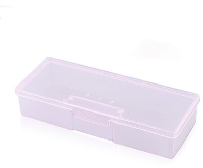 Rechthoek Nail Opbergdoos Nail Gereedschap Pincet Cuticle Pusher Borstels Pennen Cosmetische Box Nail Art Plastic Up Organizer Box roze