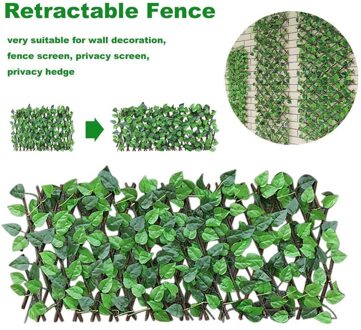Rechthoek Simulatie Hek Kunstmatige Groen Blad Tuin Yard Decor Houten Telescopische Hek Klimrek Planten Thuis Ornament