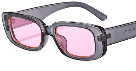 Rechthoek Zonnebril Vintage Zonnebril Vrouwen Retro Zonnebril Uv Fietsen Bril grijs roze