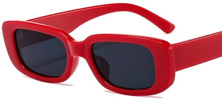 Rechthoek Zonnebril Vintage Zonnebril Vrouwen Retro Zonnebril Uv Fietsen Bril rood kader grijs
