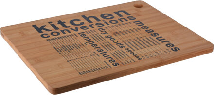 Rechthoekige bamboe houten snijplank met print 40 x 30 cm - Snijplanken Bruin