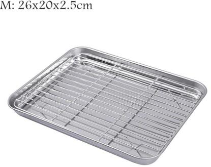 Rechthoekige Bbq Bakplaat Aftappen Olie Met Grid Rack Rvs Bakken Pan Vel Met Verwijderbare Koeling Rack