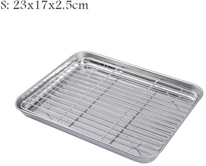 Rechthoekige Bbq Bakplaat Aftappen Olie Met Grid Rack Rvs Bakken Pan Vel Met Verwijderbare Koeling Rack