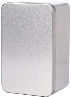 Rechthoekige Blikken Doos Mini Draagbare Thee Blad Opslag Container Snoepjes Organizer Huis Opbergdoos-13x8x6 cm zilver