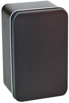 Rechthoekige Blikken Doos Mini Draagbare Thee Blad Opslag Container Snoepjes Organizer Huis Opbergdoos-13x8x6 cm zwart