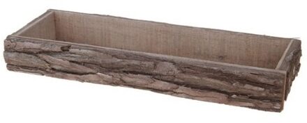 Rechthoekige boomschors houten onderzet bord/kaarsonderzetter 39 x 15 cm - Kaarsenplateaus Bruin