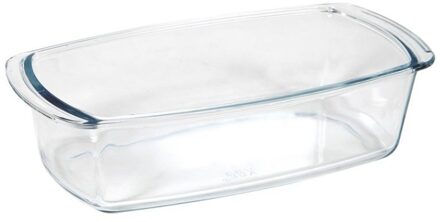 Rechthoekige cake/bakvorm/ovenschaal - Glas - 27 x 14 x 7 cm - Bakvormen voor o.a. cakes Transparant