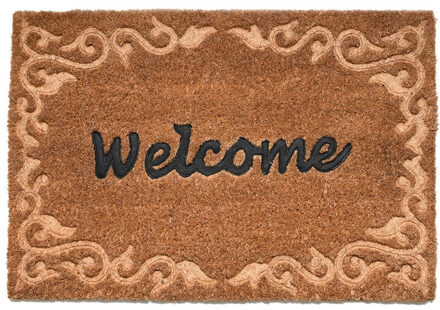 Rechthoekige kokos deurmat Welcome 60 x 40 cm - Deurmatten Bruin