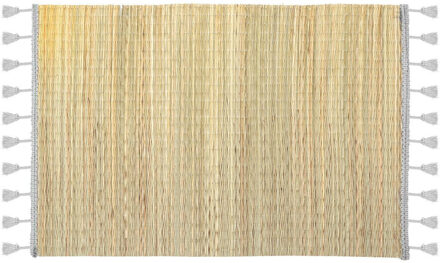 Rechthoekige placemat met franjes grijs bamboe 45 x 30