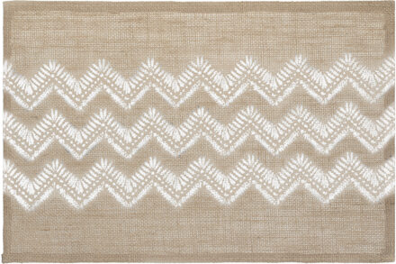 Rechthoekige placemat zigzag lijnen wit jute 45 x 30 cm