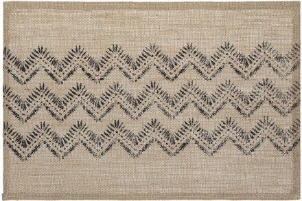 Rechthoekige placemat zigzag lijnen zwart jute 45 x 30 cm