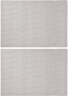 Rechthoekige placemats zilver 43 x 30 cm leder look - Placemats Zilverkleurig