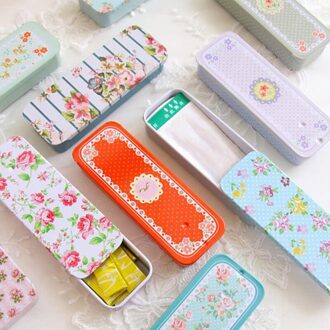 Rechthoekige Slide Cover Mini Ijzeren Doos Opbergdoos Pil Case Draagbare Tin Container
