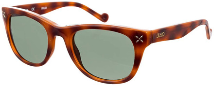 Rechthoekige zonnebril met metalen studs Liu Jo , Brown , Dames - ONE Size