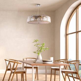 Recinto hanglamp, Ø 53 cm, glas, 8 x E27 chroom, transparant