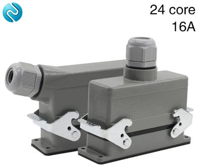 Rectangular H24B - HE - 024-1 heavy duty connectors 24 pin line 16 a500v screw feet of aviation plug on the side