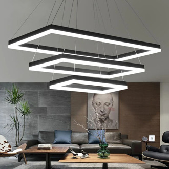Rectangular Modern LED Pendant Lights Living Room Bedroom Dining Room Black/White/Brown Aluminum Home Deco Acrylic Pendant Lamp