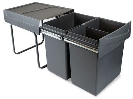Recycle Prullenbak Voor Bodembevestiging En Handmatig Uitschuifbaar In Keukenblok 2x20 Liter