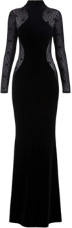 Red Carpet Velvet Flocked Jurk Elisabetta Franchi , Black , Dames - L,M