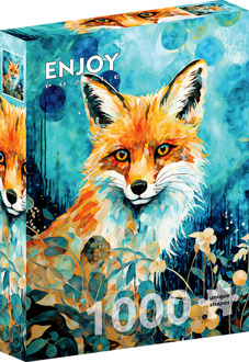 Red Fox on Blue Puzzel (1000 stukjes)