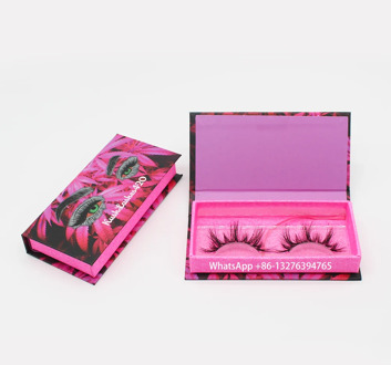 Red Marijuana Leaves Lashes Boxes With Tray Custom Lashbox Packaging With Logo Handmade 100% Real Mink Eyelashes 5D Lashes