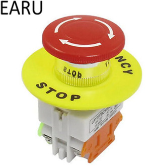 Red Mushroom Cap 1NO 1NC DPST Emergency Stop Push Button Switch AC 660V 10A Switch Equipment Lift Elevator Latching Self Lock