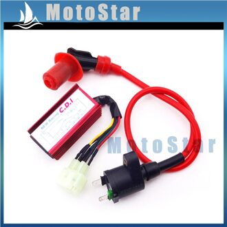 Red Racing Bobine + 6 Pin Draden Ac Cdi Box Voor Chinese GY6 50cc 125cc 150cc Motor Atv Quad go Kart Bromfiets Scooter