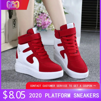 red sneakers women 2020 High top Platform Sneakers women Casual Wedges shoes Womens Shoes Black Platform Vulcanize Shoes Women