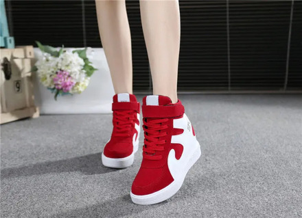 red sneakers women 2020 High top Platform Sneakers women Casual Wedges shoes Womens Shoes Black Platform Vulcanize Shoes Women