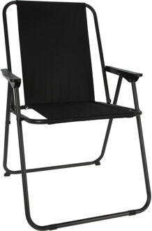 Redcliffs camping/strand stoel - aluminium - inklapbaar - zwart - L57 x B48 x H84 cm