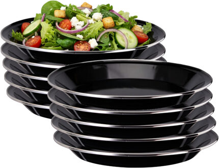 Redcliffs Campingborden - 10x stuks - zwart - 24 x 2 cm - emaille - kamperen/outdoor - borden