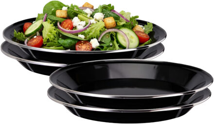 Redcliffs Campingborden - 4x stuks - zwart - 24 x 2 cm - emaille - kamperen/outdoor - borden