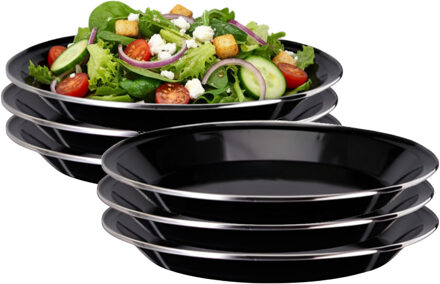 Redcliffs Campingborden - 6x stuks - zwart - 24 x 2 cm - emaille - kamperen/outdoor - borden