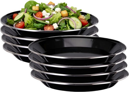 Redcliffs Campingborden - 8x stuks - zwart - 24 x 2 cm - emaille - kamperen/outdoor - borden