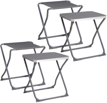 Redcliffs Campingkrukje - 2x - opvouwbaar - metaal - 47 x 37 x 47 cm - incl tafelblad - stoel/kruk