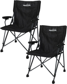 Redcliffs Campingstoel - 2x - vouwbaar - zwart - 61 x 60 x 88 cm - vissersstoel