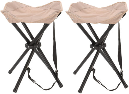 Redcliffs Driepoot opvouwbaar zit krukje - 2x - creme wit - metaal - 33 x 40 cm - vissers krukje