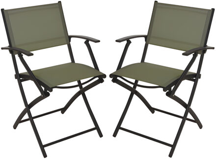 Redcliffs Klapstoel - 2x - groen - opklapbaar - 46 x 52 x 85 cm - staal/polyester - campingstoel/tuinstoel