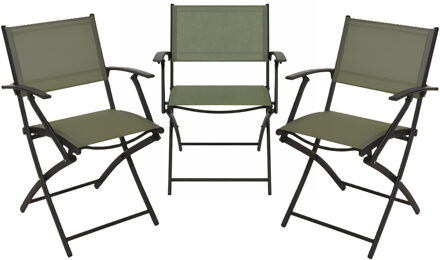 Redcliffs Klapstoel - 3x - groen - opklapbaar - 46 x 52 x 85 cm - staal/polyester - campingstoel/tuinstoel