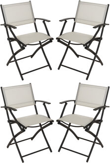 Redcliffs Klapstoel - 4x - beige - opklapbaar - 46 x 52 x 85 cm - staal/polyester - campingstoel/tuinstoel